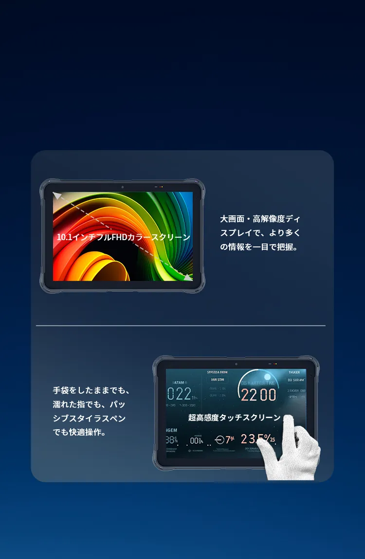 10.1インチの大画面ディスプレイ
